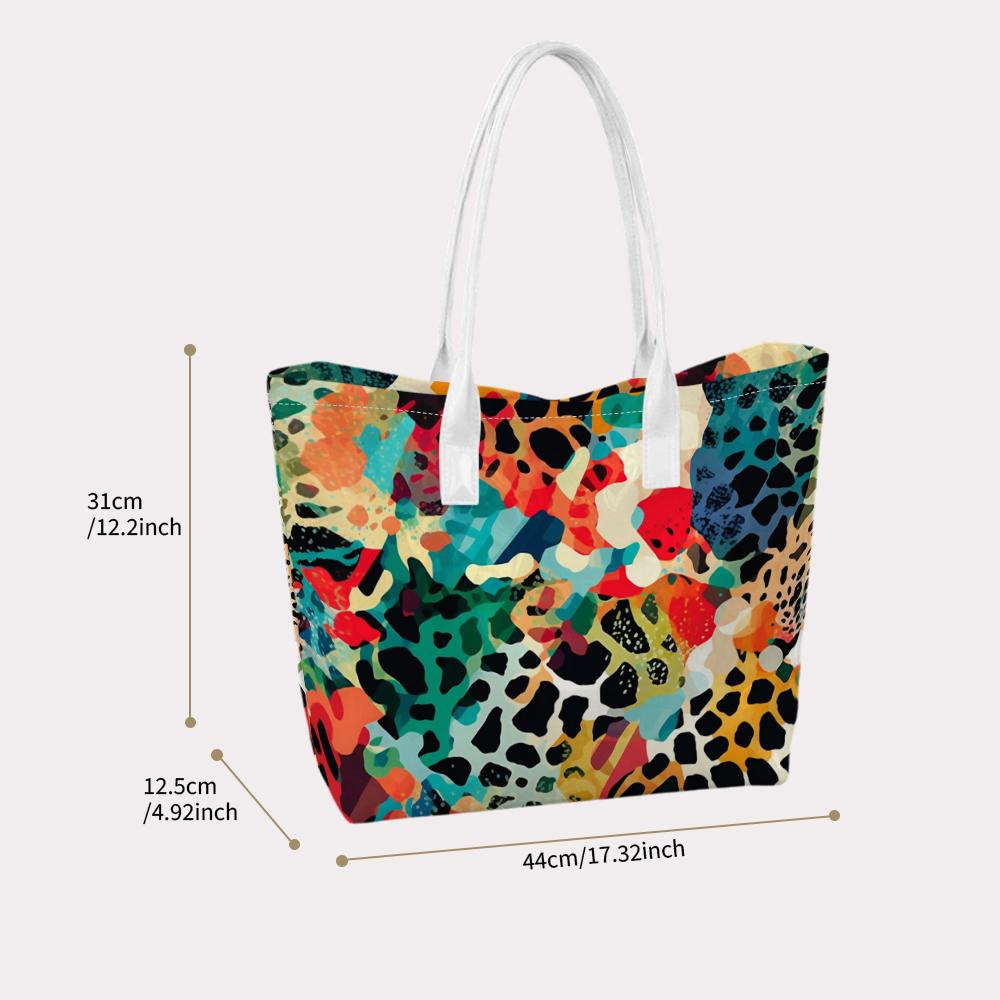 Colorful Animal Print Tote Bag Casual Daily Women Handbag Lightweight Shopping Shoulder Bag