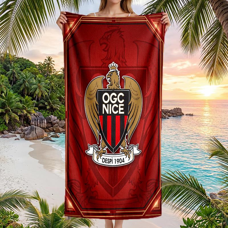 OGC Nice FC Druck Schnelltrocknendes Strandtuch Mikrofaser Saugfähig Tragbares Reise-Handtuch zum Schwimmen