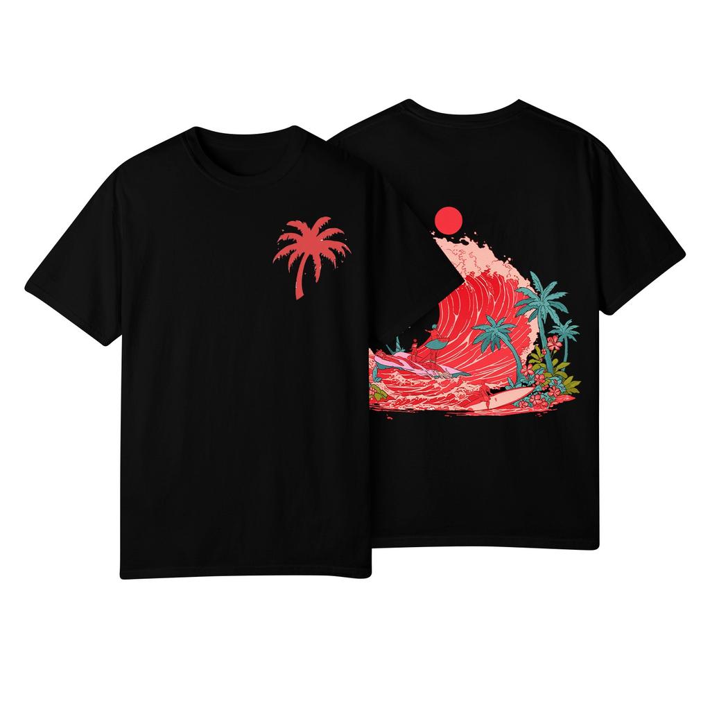 Women's Fashion Printed Casual Pleated Round Short Sleeve T-Shirt Top