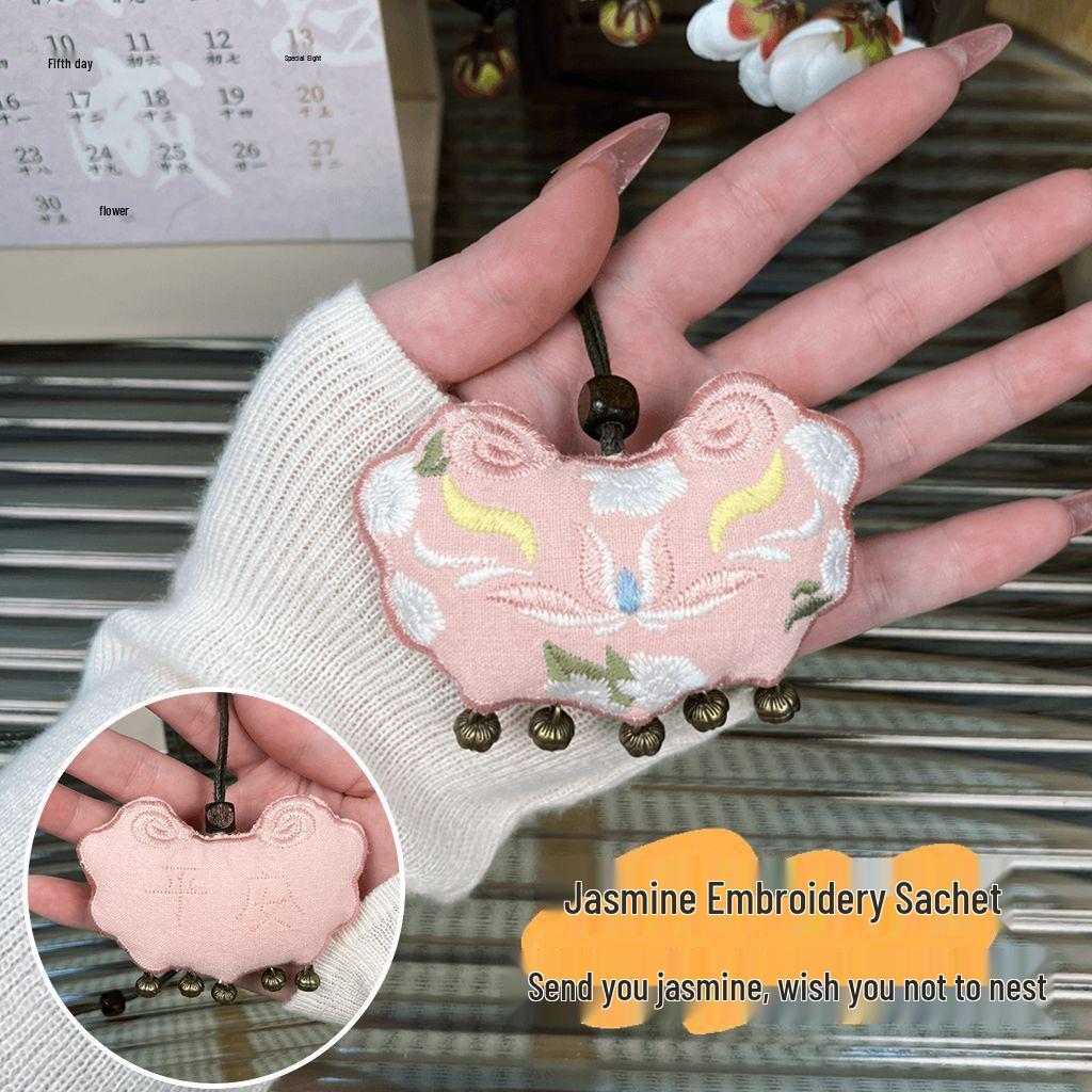 Jasmine Embroidery Aromatic DIY Pouch - Handmade Spring Festival Gift for Boyfriend
