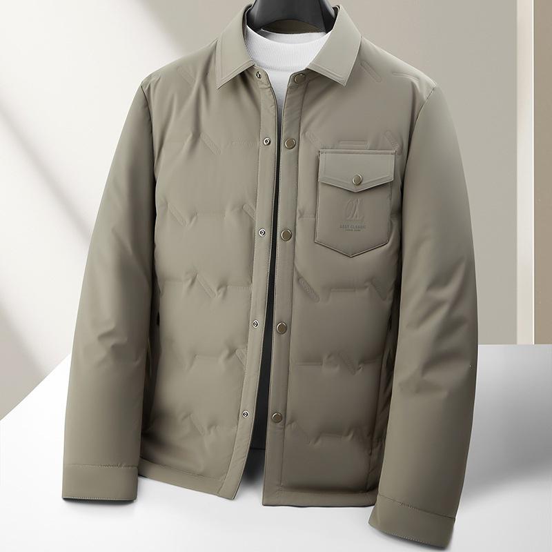 Men's Luxury White Duck Down Jacket - 2026 Autumn/Winter, Warm Thickened Business Shirt Style Coat, Trendy & Lightweight.