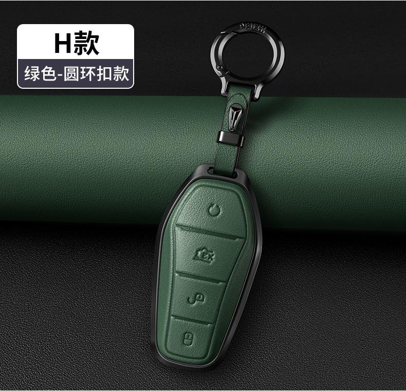 Metal Leather Car Remote Key Case Cover Holder Shell Fob for BYD Han EV Qin Plus Dmi Song Pro Yuan Max Tang Dmi Dolphin E2 E3 D