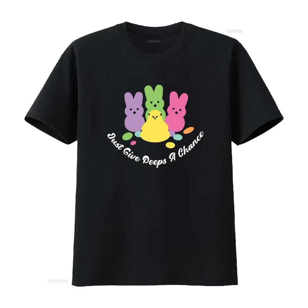 Just Give Peeps A Chance T Shirt Easter Cute For Day Bunny vintage Washed Top For Everyday Wear Versatile Casual Unisex graphic