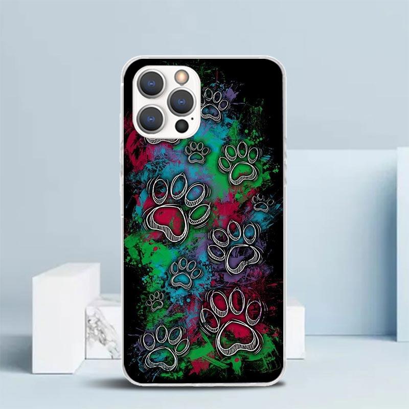 Dog Footprint Paw Cute Phone Case For IPhone 16 17 Air 16E 15 14 Plus 13 Mini 12 11 Pro Max 7 8 + SE 2020 Soft TPU Back Cover 16