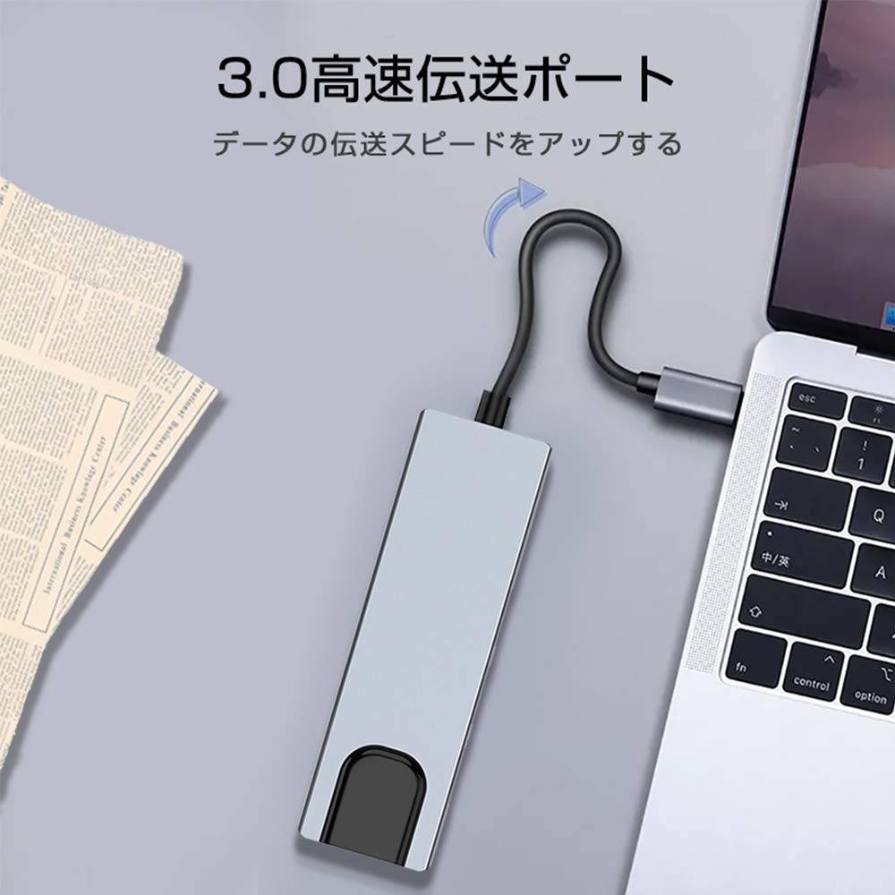 Meisei Type C Hub USB C Hub RJ45 Ethernet Conversion Adapter 5IN1 PD Power Supply Port 2USB Port High Speed Data Transfer 4K Resolution HDMI Output