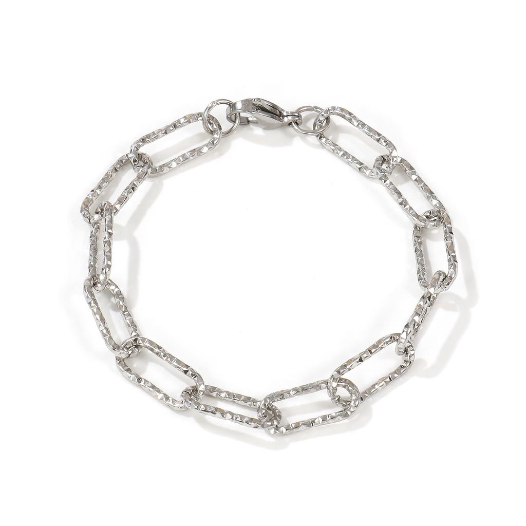 1 Piece Minimalist Stylish 304 Stainless Steel Paperclip Link Chain Bracelets For Women Men Party Gift 19cm(7.5") long