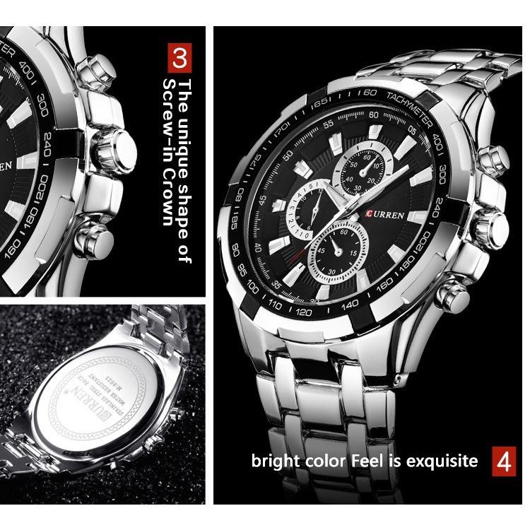 CURREN Fashion Three Eyes Men's Watch Business Steel Band Quartz Watch