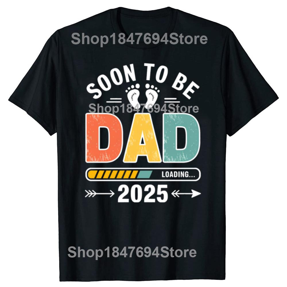 Blivande pappa Laddar 2025 Rolig Ny Pappa Design Bomulls T-shirts Herr Mode Casual T-shirt Lös Oversize Streetwear T-shirt