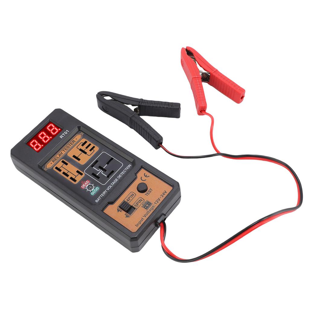 Relay Tester, Car Relay Analyzer 12V 24V Battery Voltage Tester, Automotive Relay Diagnostic Tool for 4 Pin 5 Pin