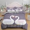 Swan Duvet Cover Set Single King Girl Crown Comforter Cover Romantic Floral Bedding Set Polyester Princess Style Bedspread Cover