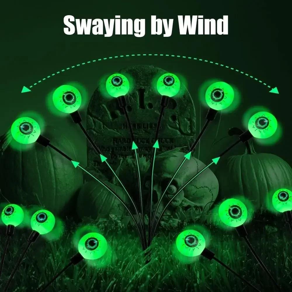 1Pack Wind-Powered Eye Bulbs with 6 Solar-Powered LED Bulbs  Halloween-Themed Outdoor Garden Decor for Yard Lawn Halloween