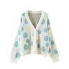 Women's  And Winter Fashion Flower Cardigan Sweater V-neck Long-Sleeved Sweater Women