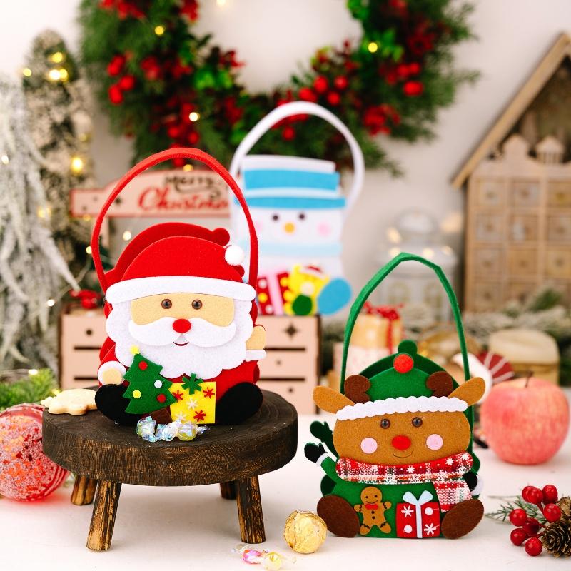 1piece Christmas Decoration Cartoon Handbag Santa Claus Gift Bag Apple Bag Candy Bag Gift Bag
