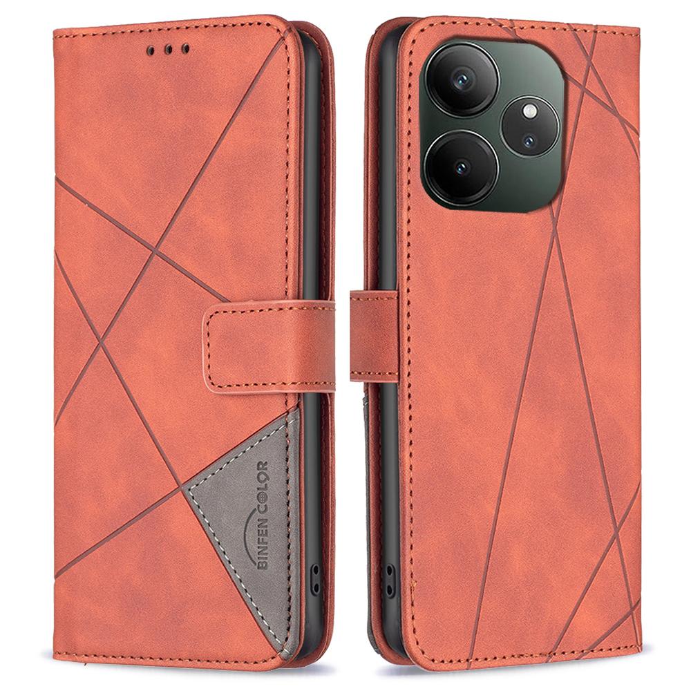 Pro Realme GT 6 5G/GT 6T 5G Pouzdra na telefon Peněženka Stojánek Geometrický potisk Kožený kryt