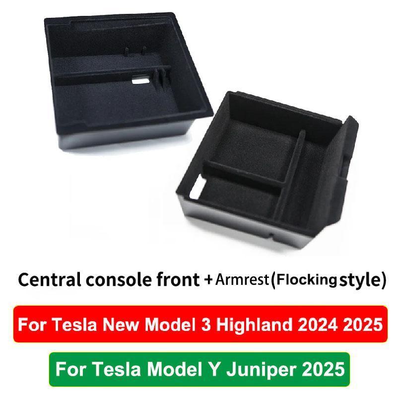 For Tesla New Model Y Juniper 2025 Model 3 Highland 2025 Storage Box Center Armrest Hidden Box Cup Holder Organizer Accessories
