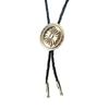 Men Women Vintage Bolo Tie Metal Flower Jewelry Cowboy Braided Rope Necktie Western Necklace with Feathered Pendant