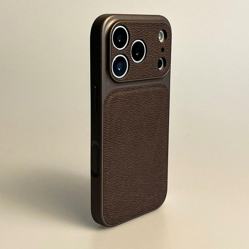 Hard Leather Plating Case for iPhone 17 Air 16 15 14 13 Pro Max Shockproof Matte Candy Color Armor Business Phone Cover