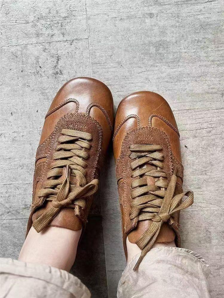 

Invisible inner height increase German training shoes women s Forrest Gump shoes spring 2025 new sports and leisure shoes lace-up single shoes fl 40 коричневый