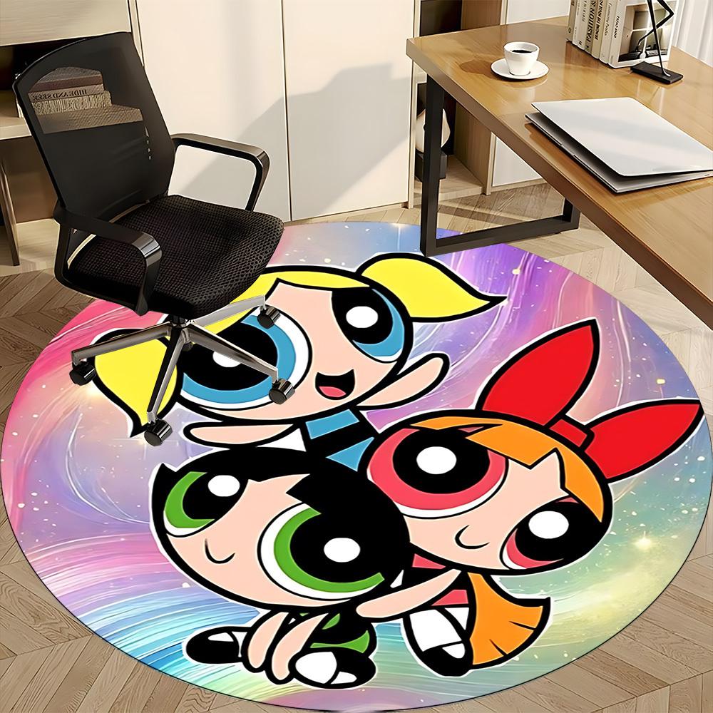 1pc Powerpuff Girls Chair Carpet for Office, Non slip, Soft and Durable Office Rug