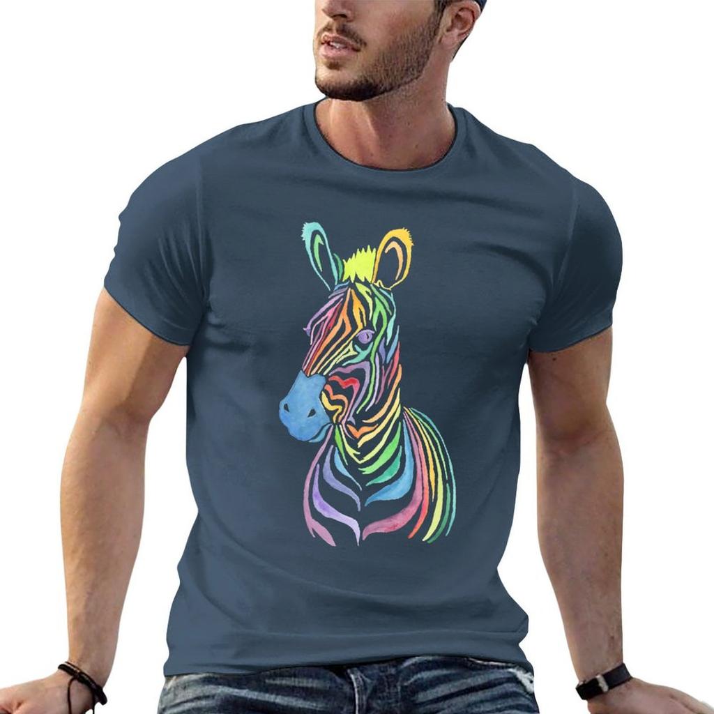 Rainbow Zebra TShirt t shirts designer funny t shirts cotton cotton t shirt pack Tshirt