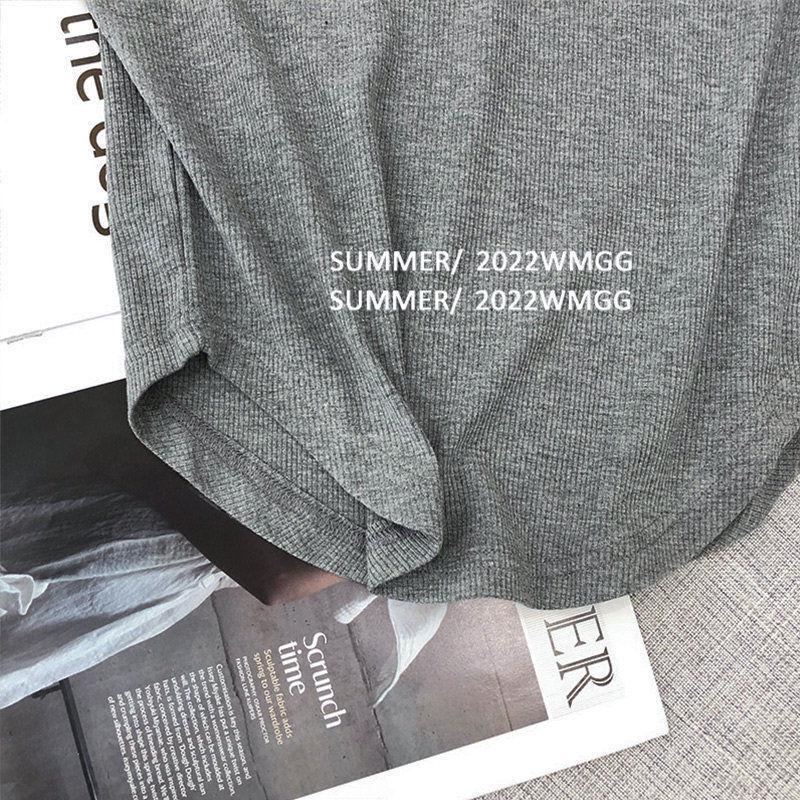 T-shirt Estiva da Donna a Maniche Corte con Orlo Arrotondato - Stile Coreano con Stampa di Lettere