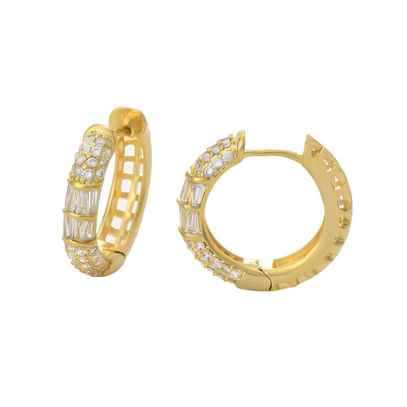 Ear Buckle Zirconia Geometric C-shaped Earrings Delicate Shine Zircon Cute Earrings Female Buckle Fashion Jewelry Women Party Gift Accessories