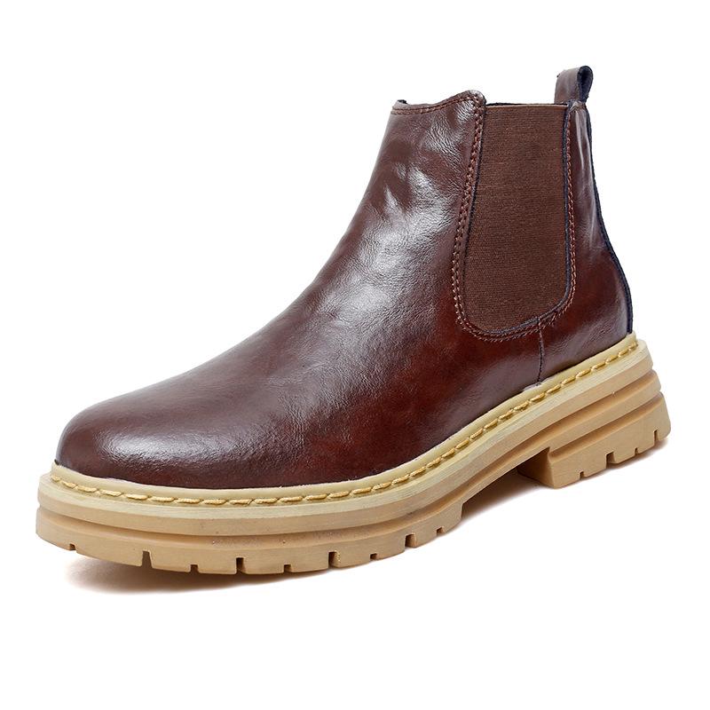 2023 Cross-Strap Plus Size Men s High-Top Martin Boots: Trendy, Thick-Soled, Fleece-Lined, Retro British Style. 39