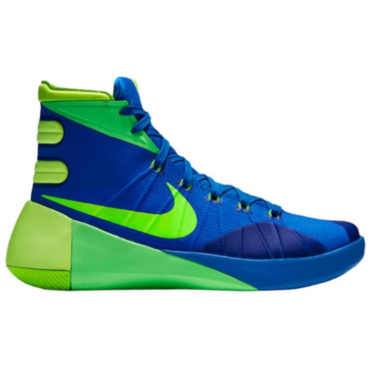 Nike Hyperdunk 2015 Shock Absorbers Slip Resistant High top Basketball Shoes Unisex Blue Green Asian Version Sneakers 749562-473