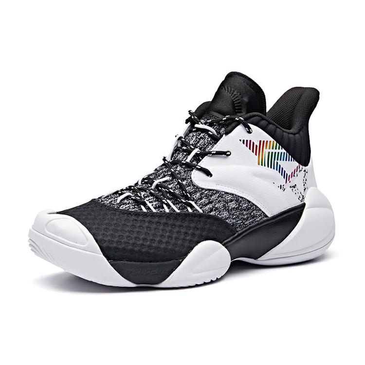 New Anta Cushioning Anti Slip And Wear Resistant Mid Top Performance Basketball Shoes Black White 11931605-4