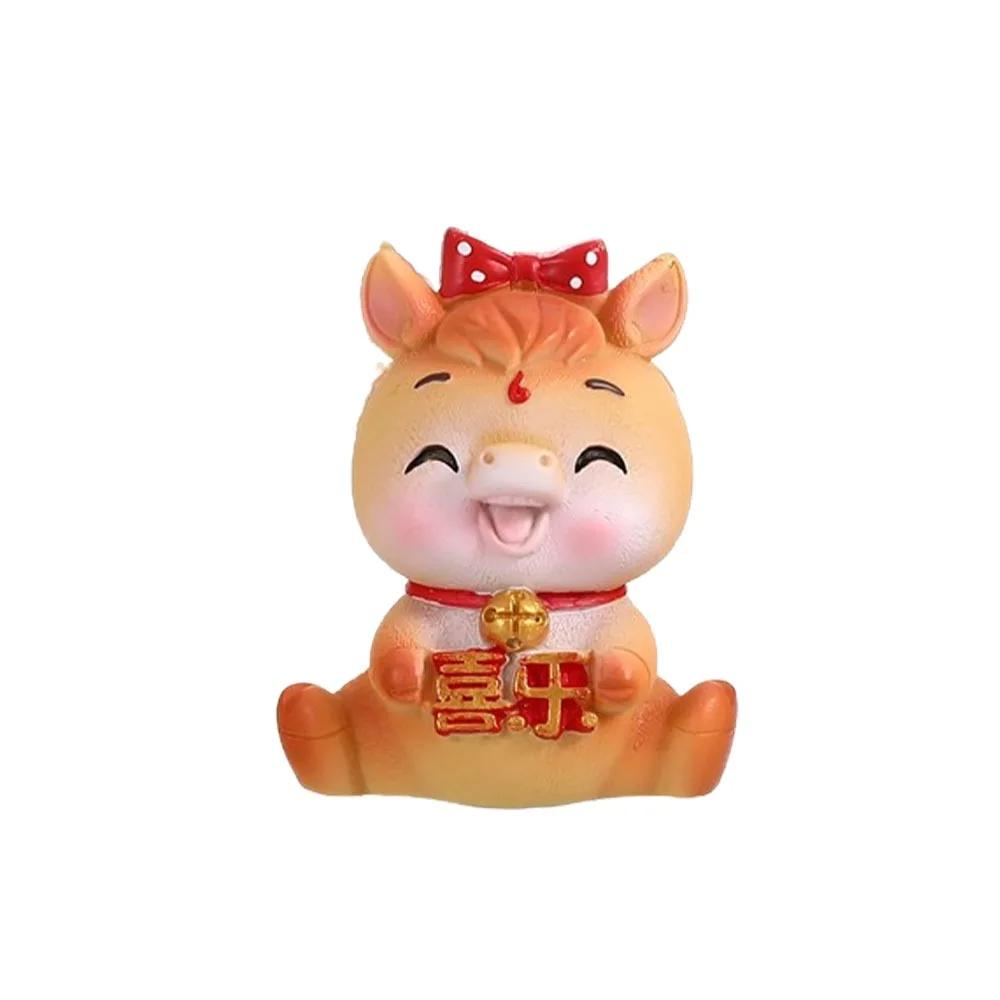 Resin 2026 Horse Year Figurines Lifelike Chinese Miniature Horse Figures Year of The Horse Decorative Zodiac Horse Mascot