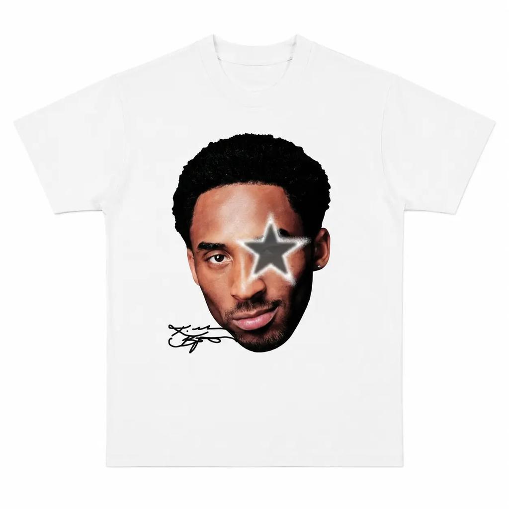 Youth and Adult Kobe Big Face Grey Star Graphic T-Shirt 100% Cotton Comfortable