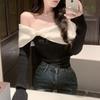 One Shoulder Bow Knit Sweater Women's New Top