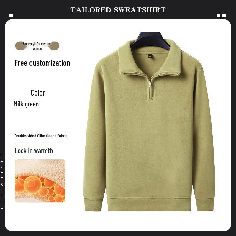 Premium Merino Wool Hooded Sweatshirt with Custom Logo - Autumn/Winter Double-Sided Fleece Jacket