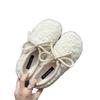 Wool version! Sweet and white round head inner height-increasing fluffy shoes for women outside winter velvet warm bean cotton shoes