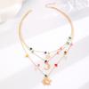 Layered Star Moon Sun Pendant Necklace with Colorful Beads and Pearls Bohemian Style Women Jewelry