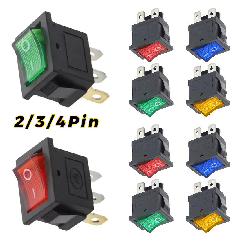 KCD1 Rocker Switch 15x21MM Latching Power Switch with Indicator Light 2/3/4 Pin 6A 250V 10A 125V
