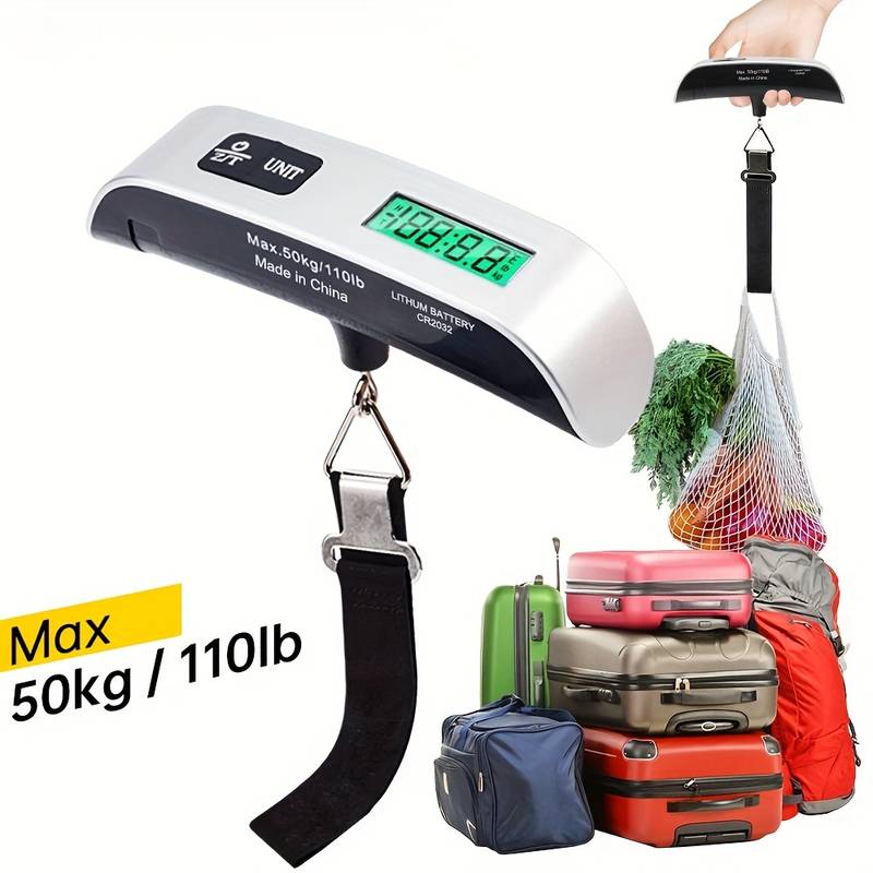 Portable Digital Luggage Scale Digital LCD Display 110lb/50kg Electronic Suitcase Travel Weighs Baggage Bag Weight Balance Tools
