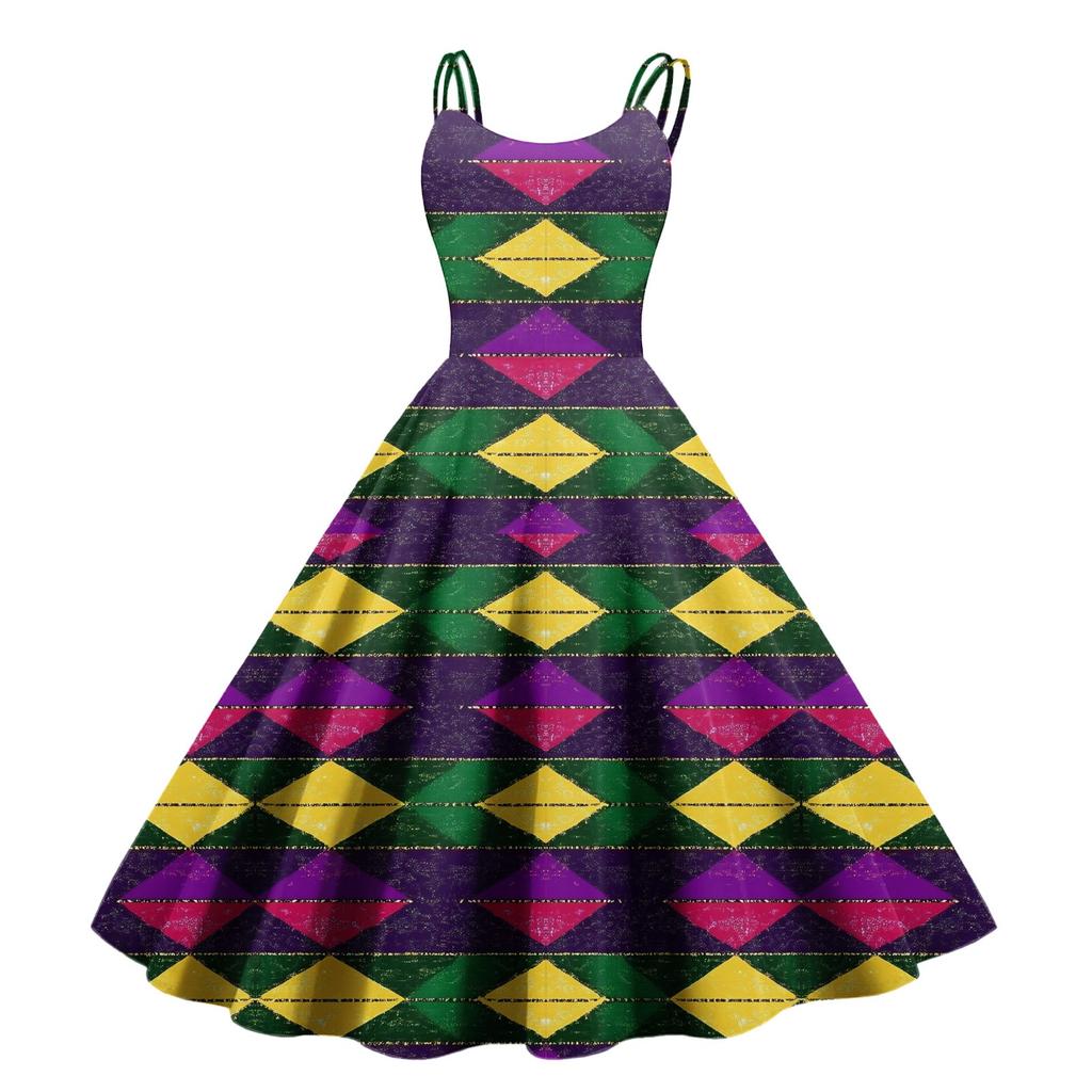 Dámské ležérní módní potisk Sexy punkové retro šaty Retro šaty