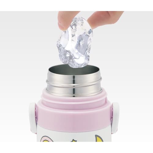 Skater Kids' Stainless Steel Water Bottle, 2-Way Design, Straw/410ml Capacity, Cup/350ml Capacity, Shinapushu Design, Child-Friendly, Lightweight, Ins