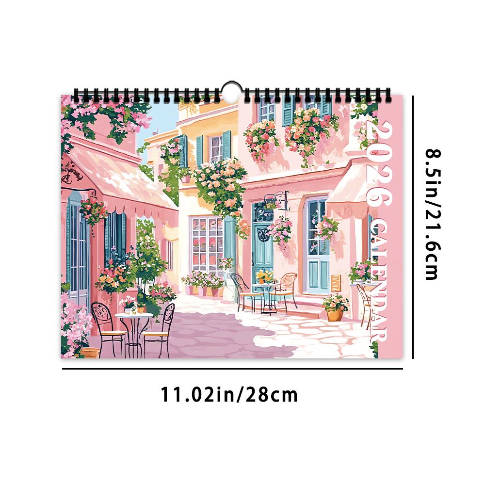 

1 шт. Подвесной календарь на 2026 год, Цветочный дизайн, 12 уникальных иллюстраций, Месячный план, Идеальный подарок на дни рождения, Рождество, Новый год