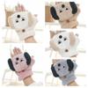 Dog Cartoon Plush Mittens Thickened Flip Cover Plush Gloves All-Match Half Finger Gloves  Winter