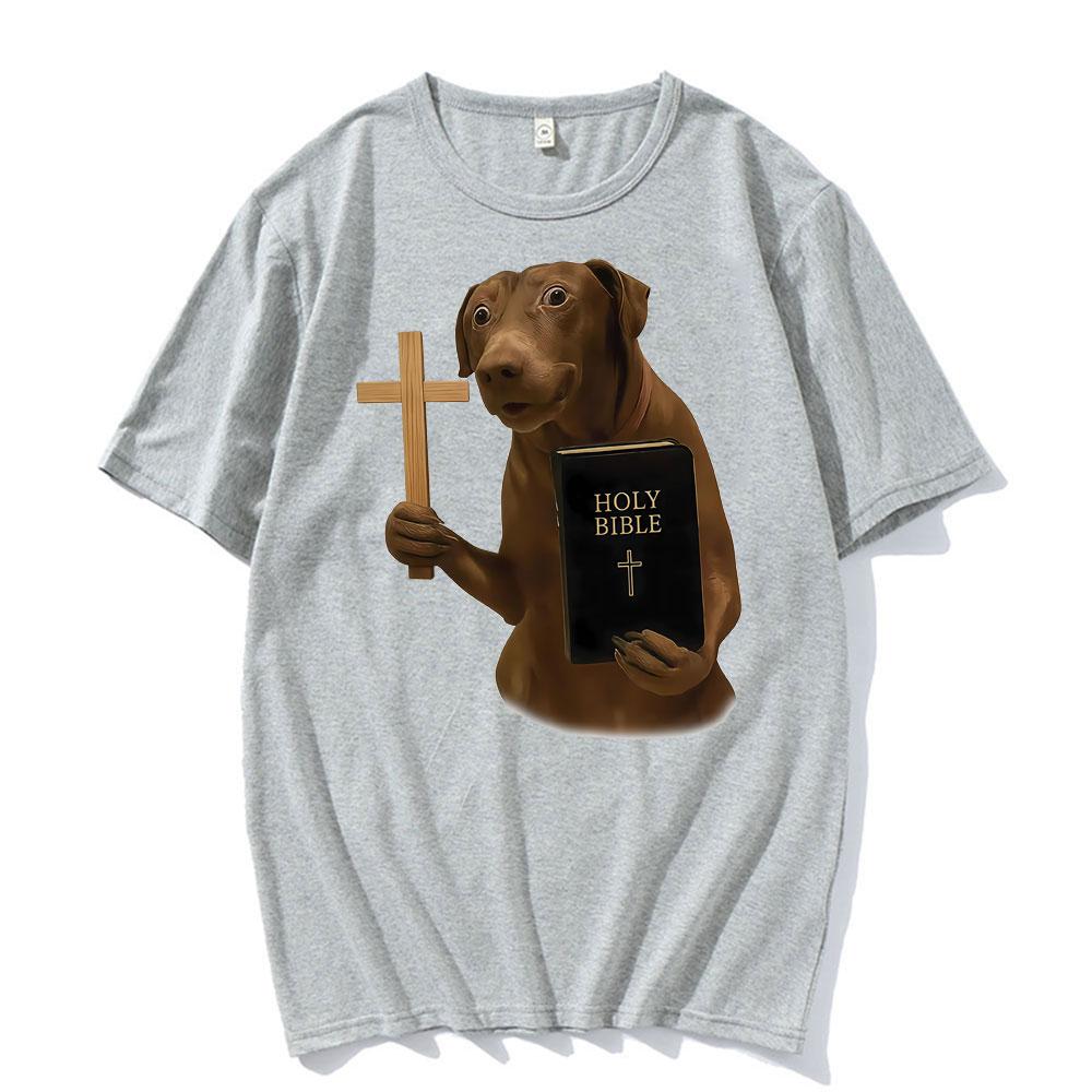 

Funny Christian Holy Bible Dog Graphic T Shirts High Quality Cotton Casual T-shirt Unisex Women Fashion Summer Street T Shirt Tops 4XL