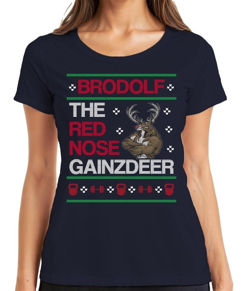 Brodolf The Red Nose Gainzdeer Ugly Christmas Sweater Unisexs Tshirt S