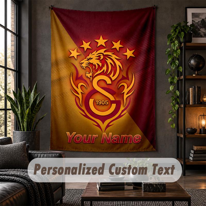 Arazzo da Parete Stampa Galatasaray FC Testo Nome Personalizzato Appeso a Parete Decorazione per la Casa
