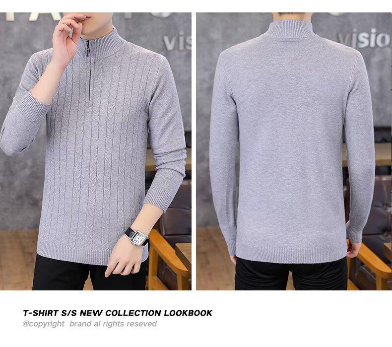 Men's 2025 Cable Knit Half-Zip Sweater - Casual Versatile Stand Collar Knitwear