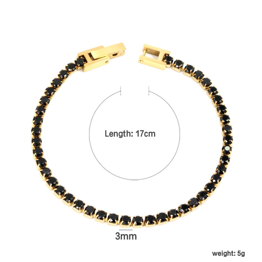 Fashion temperament zircon bracelet elegant light luxury versatile round colored diamond tennis bracelet jewelry women