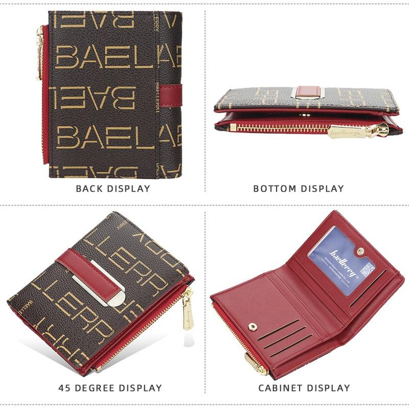 Baellerry Poșetă mini pentru femei din piele artificială, cu fermoar, cu fermoar, pentru cărți, portofele pentru doamne