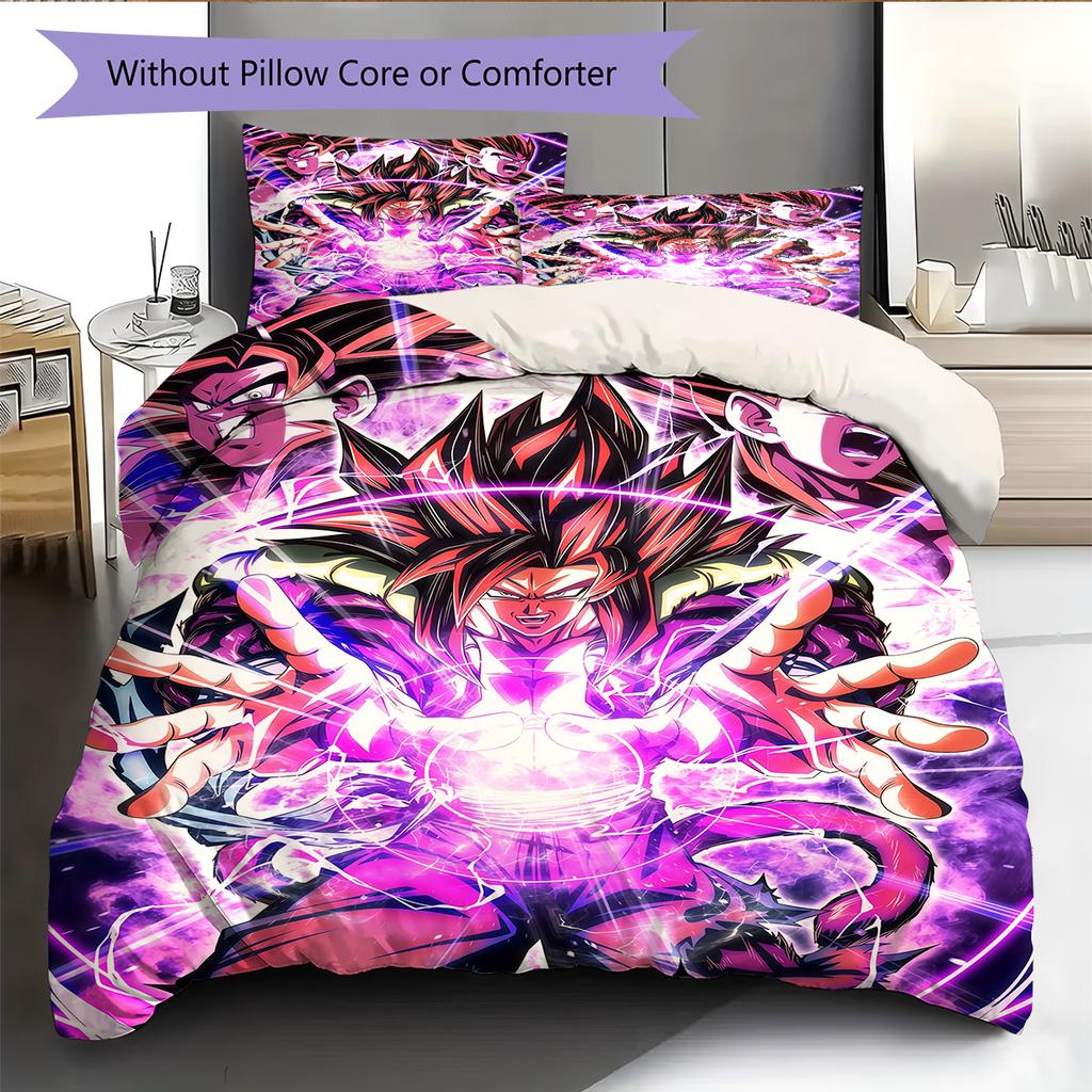 DBZ Heroic Pattern Bedding Quilt Set Quilt Cover Pillowcase Home Decoration Birthday Gift (1 * Duvet Cover + 2 * Pillowcase, Without Core)