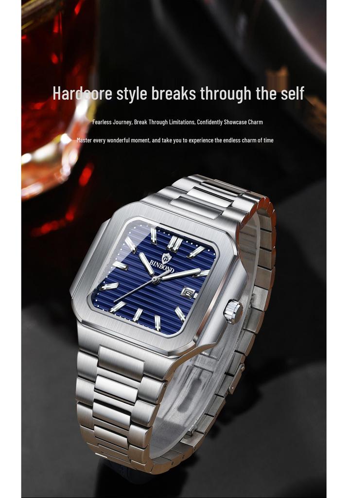 Binbang Men's Large Dial Tritium Sport Watch - High-End Trendy Model