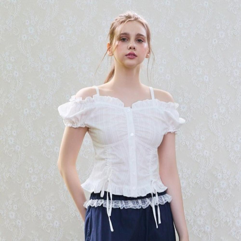 EGOIST Off Shoulder String Blouse Blue Es2obl04